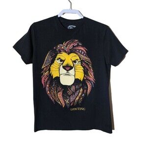 Disney Lion King Graphic T-Shirt Mens Size M Black Cotton Short Sleeve Crew Neck